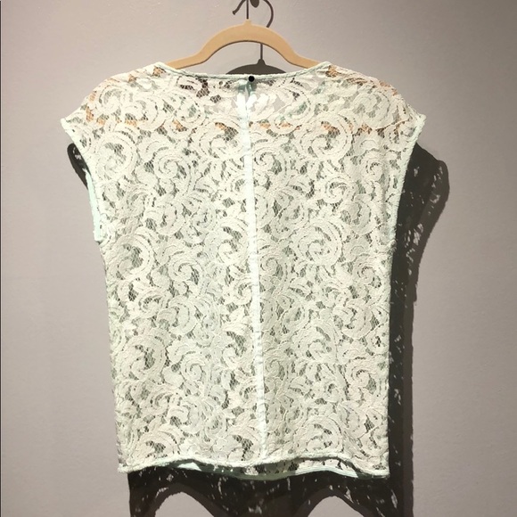 LOFT Petite Mint Lace Top - Picture 3 of 3